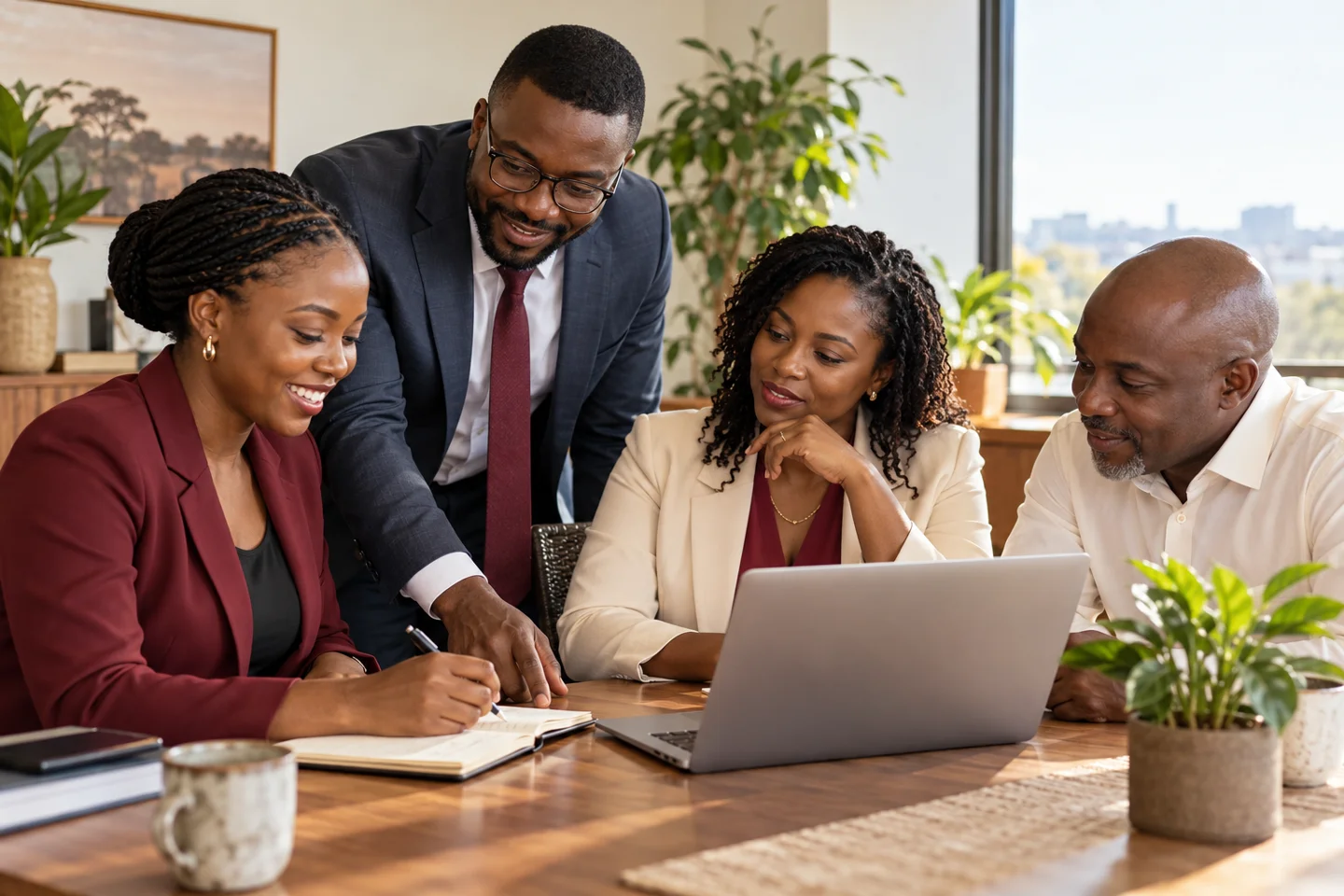 AI-generated illustrative Zambian workplace scene